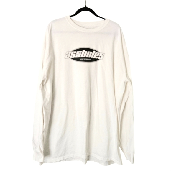 Assholes Live Forever Mens White Long Sleeve Graphic T-shirt size XXXL - Picture 2 of 5